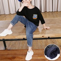 뒤포켓라벨청기모바지/아동본딩기모바지/아동겨울바지/주니어기모청바지/주니어기모바지/아동기모바지