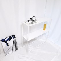 코지코티지 철제 슬림 콘솔 화장대 2단 콘솔, 화이트