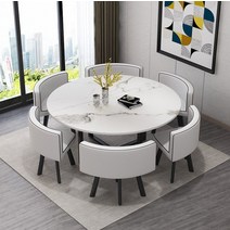 모즈디 1200 원형 식탁 의자 세트 4인용 6인용 다이닝 라운드 카페 티테이블, 01 오프화이트