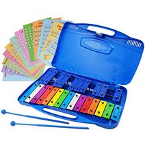 Xylophone 25 Note Chromatic Glockenspiel in Case - Card Set with 23 Songs null, 1, Blue
