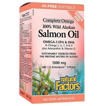 Natural Factors 연어 오일 오메가3 영양제 100% Wild Alaskan Salmon Oil 1300mg 220정, 1개