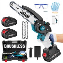 SEESII 8 인치 브러시리스 전기 체인 톱 1/2pcs 3.0 Ah 배터리 휴대용 전정 목공 절단 도구, 02 2pcs batteries US