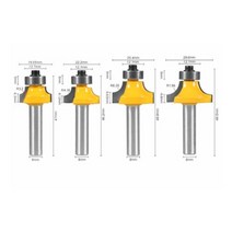 트리머 목공 라운딩 라우터 커터 코너 커터 생크 라운드 오버 비트 나무 용 베어링 밀링 포함 텅스텐 라운더 모서리컷팅기코너재단기 모서리컷팅기, 8mm 4개 세트