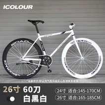 비앙키 로드자전거 26인치 30도 40도 60도 픽시 바이크 달리는 2발 생활형 MTB, 단일사이즈, 화이트앤블랙  26인치  60도