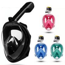 스노쿨링 마스크 스노클 장비 스킨스쿠버 고프로 부착가능 물놀이 용품, 블랙[XL 성인용]