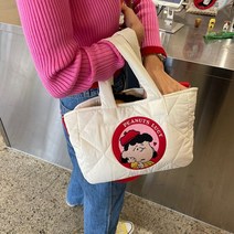 봉제 애착 대형인형 카와이 스누피 안미 만화 귀여운 공간 코튼 다운 정장 가방 고급 원 숄더 크로스 바디 백, [01] 28X20X10.5CM, [02] B
