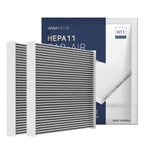 [1 1] H11 하나 차량용 에어컨 필터 PM1.0 초미세먼지 유해물질 헤파, 2 2개, HF-01