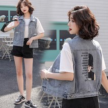 30대 루즈핏 프렌치 데님 베스트 자켓 청 조끼 남방 봄 카라 캐주얼 레이스 레이어드 빈티지