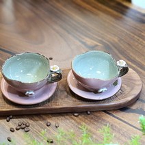 핑크 매화 도자기 커피잔세트 대추 생강 쌍화차잔 250ml, 꽃잎형, 1개