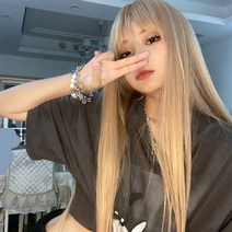 긴 생머리 가발 긴머리 통가발 자연스러운가발 롱가발 긴머리가발 여성통가발 생머리가발 앞머리 있는 통가, 1개, 퍼플그레이