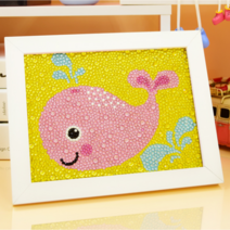 happy shopping아띠라라 NEW 캐릭터 보석 십자수 액자세트 DIY 집에서할수있는 취미 선물, 11.핑크고래