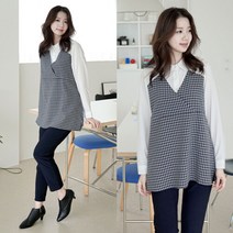 쉬즈마담 T56453 체크 레이어 롱블라우스 엄마옷 마담의류