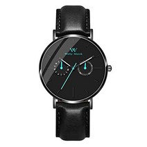 [Welly Merck] 시계 남성 날짜 스위스 브랜드 40MM 화이트 문자판 20MM 교환 가능 스트랩 5ATM 방수 (블랙)