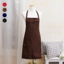 (주)더해피 가정 미술 미용 수예 카페 업소 손님용 핸드메이드 앞치마 모음, 목걸이형 앞치마-브라운