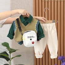 초코초코 남아 상하복 조끼+남방+바지 3종세트 아기 봄가을