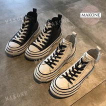 캐주얼 여성 키높이 하이탑스니커즈 2021년 통굽캔버스화 키높이여자운동화