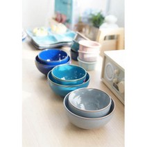 국산 세련 감각 그라데이션 공기 대접 주방용품쇼핑몰 밥그릇, 대접/진블루