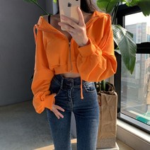 여학생 루즈핏 크롭 후드 집업 오렌지 그레이 블랙 체육복 여중생 여자 중학생 고등학생 L