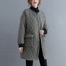 루즈핏 체크 누빔 포켓 다이아 중년 경량 롱 패딩 잠바 할머니 어머니 중년 빅사이즈 레드