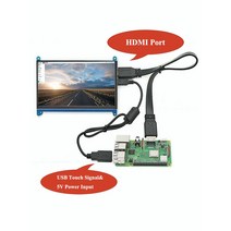 휴대용 모니터 7인치 터치 스크린 패널 IPS hdmi 라즈베리 디스플레이 LCD DIY 모니터 용량 성 HDMI 1024x6, 한개옵션0