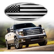 JHGFVC 621122 9 inch Front Grille Tailgate Emblem 블랙 American Flag Oval Decal Badge Nameplate for F1, Silver-Flag-9 inch