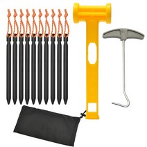 캠핑용품 타프 텐트설치 흙땅 팩 망치 세트 글램핑 고강도 땅바닥