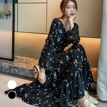 여성 꽃무늬 롱 원피스 URD_135