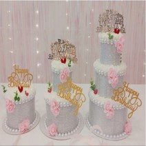 7395968688 돈나오는케이크 엄마 아빠 환갑 칠순 선물 돈다발 현금이벤트 만들기 모형 2단 3단, 1단 코랄핑크 돈케이크 세트+많이사랑해요