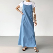 린넨 백스트링 나시 원피스