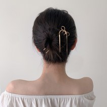 블루씨티 2개 세트 메탈 리본 뱀줄 드롭 올림머리 헤어 비녀