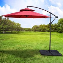 더블탑 폴딩 파라솔 2700 (받침대포함), 파라솔_레드+콘크리트 베이스 2조각_50kg
