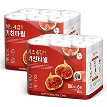 한예지 셰프 키친타올 4겹 100매 6롤, 2팩