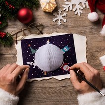 초대장 생일 팝업 입체카드 크리스마스 파티 초대장 선물 새해 인사말 카드 3D 팝업 산타 결혼, 05 F_01 One Size