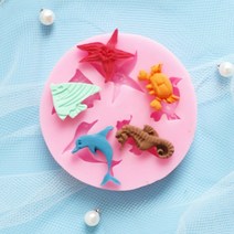 케이크틀 제빵도구 퐁당 금형 실리콘 생물 아이싱 금형 장식 케이크 설탕 공예 3D Sealife 실리콘 몰드, 한개옵션1, 한개옵션0