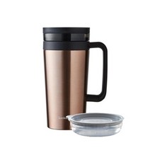 락앤락 뉴 커피 필터 머그 580ml [+가쯔 용기] 텀블러/보온병/머그컵 손잡이 스텐 컵 대용량, 골드+가쯔