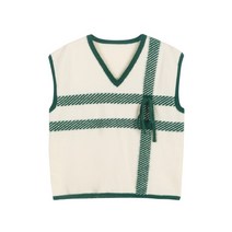 봄 니트 조끼 캐주얼 대학생 커플 패션 코디 브이넥 곰 모직 조끼 베스트 민소매 스웨터