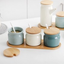 세라믹 도자기 양념통 오일병 세트 3가지 색상, 옵션, [오일병]베이지+블루(2pcs)
