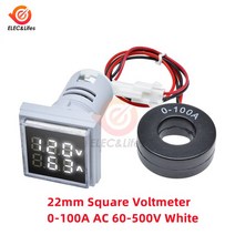 전압계 AC 60-500V 광장 LED 디지털 전류계 110V 220V 전압 자동차 테스터 감지기, 05 Voltammeter White