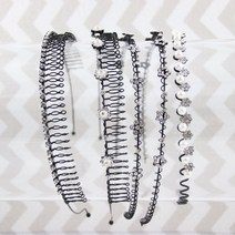 진주 큐빅 빗살 와이어 헤어밴드 머리띠