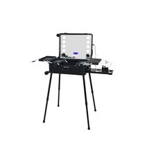 미용 메이크업 상자 캐리어 트롤리 수납 도구 박스, 상세 페이지 참고, 24인치 블랙 알루미늄 마그네슘+조명 8개