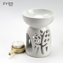 반얀트리 스파 오일버너 세라믹 아로마 테라피 향로 에센셜, 린어 화이트(캔들받침 포함)