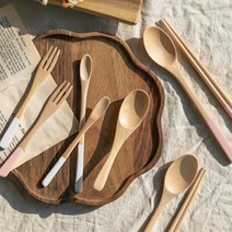 우드 나무 수저 인스타 감성 촬영 주방식기 식당용 부부 선물용 경품 돌잔치답례품 업소용, 코코비노티포크 2P 화이트