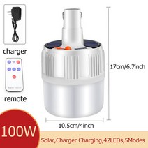 Rechargeable Bulb Lantern led Portable Camping Light Outdoor Solar Lights Lighting With Remote Contr, 03 1PC Solar 100W