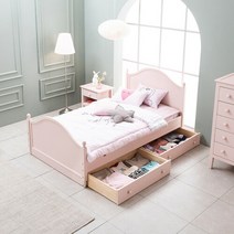 [쁘띠라뺑] 소피아 원목 SS 아동침대 서랍형 + 미니포켓 스프링 매트리스, 소프트핑크/수도권