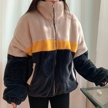 티데일리 [로켓] 남녀공용 쓰리배색 후리스 누빔 집업 오버핏 빅사이즈 점퍼