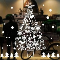 크리스마스 윈도우 스티커(화이트 트리) 성탄절 파티 장식 용품 유리, 단품, 상세페이지 참조