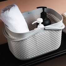 PKFARM 고급형 심플 물빠지는 바구니 다용도 손잡이 바구니 욕실 목욕바스켓, 그레이, 1개