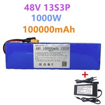 전동킥보드 배터리 2022 48v 100ah 1000w 13s3p xt60 48v 리튬 이온 팩 100000mah bms와 54.6v 전자 자전거 전기 자전거 스쿠터