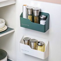 1+1 부착식 수납함 양념통 정리 싱크대 하부장 부엌 다목적실 다용도 플라스틱 정리함, 그레이 2pcs