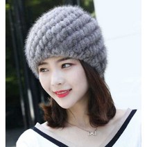 겨울 밍크모자 기모 털 방울 따뜻한 모피 여성 중년